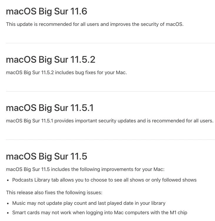 macOS Big Sur installer changes