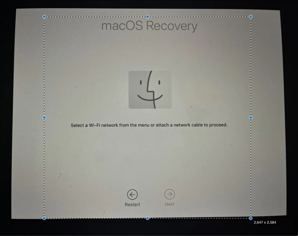 macOS recovery Window when installing from USB