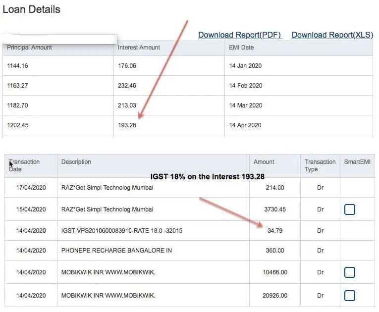 IGST charges on credit card bill hdfc bank